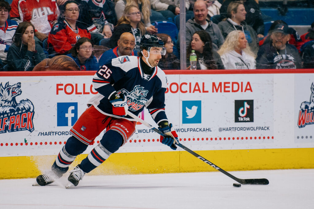 Blake Hillman plays the puck, 3/30/24