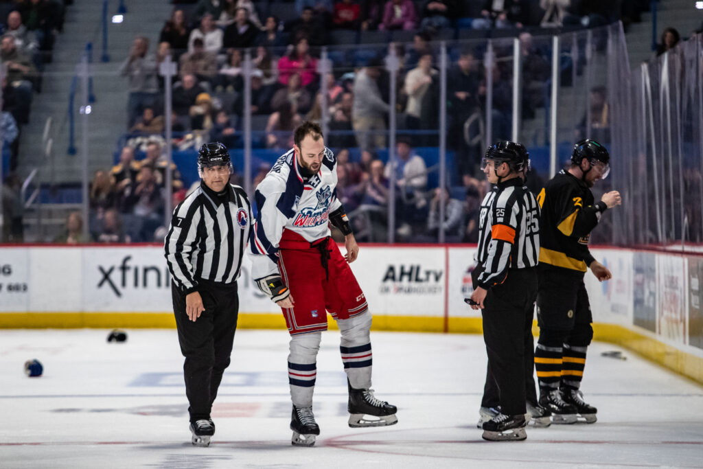 Hartford Wolf Pack defenseman Ben Harpur, 12/28/24.