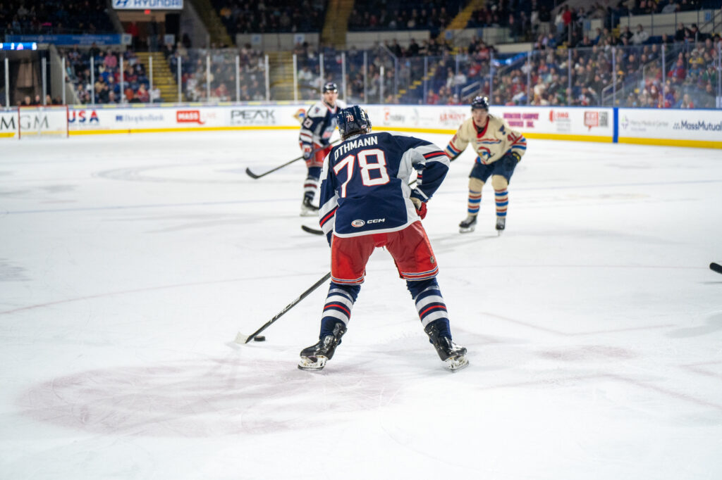 Brennan Othmann of the Hartford Wolf Pack, 12/27/24.