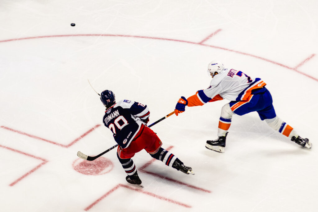 Brennan Othmann of the Hartford Wolf Pack, 1/5/25.