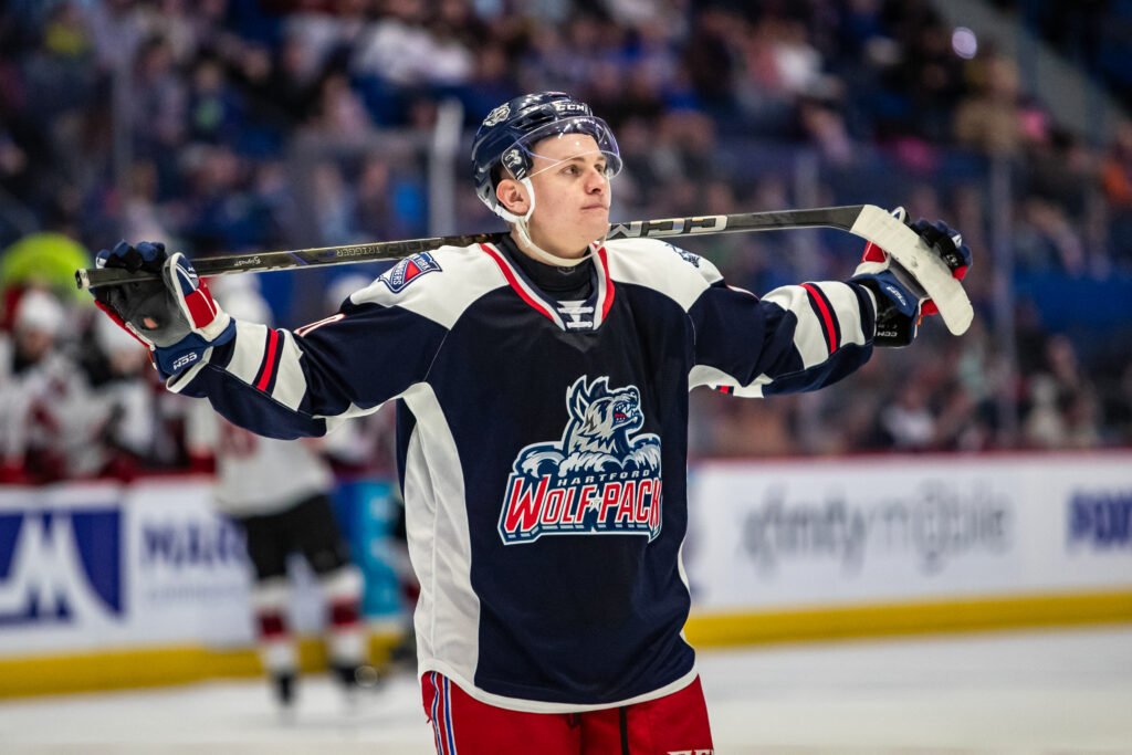 Adam Sykora of the Hartford Wolf Pack, 3/1/25.