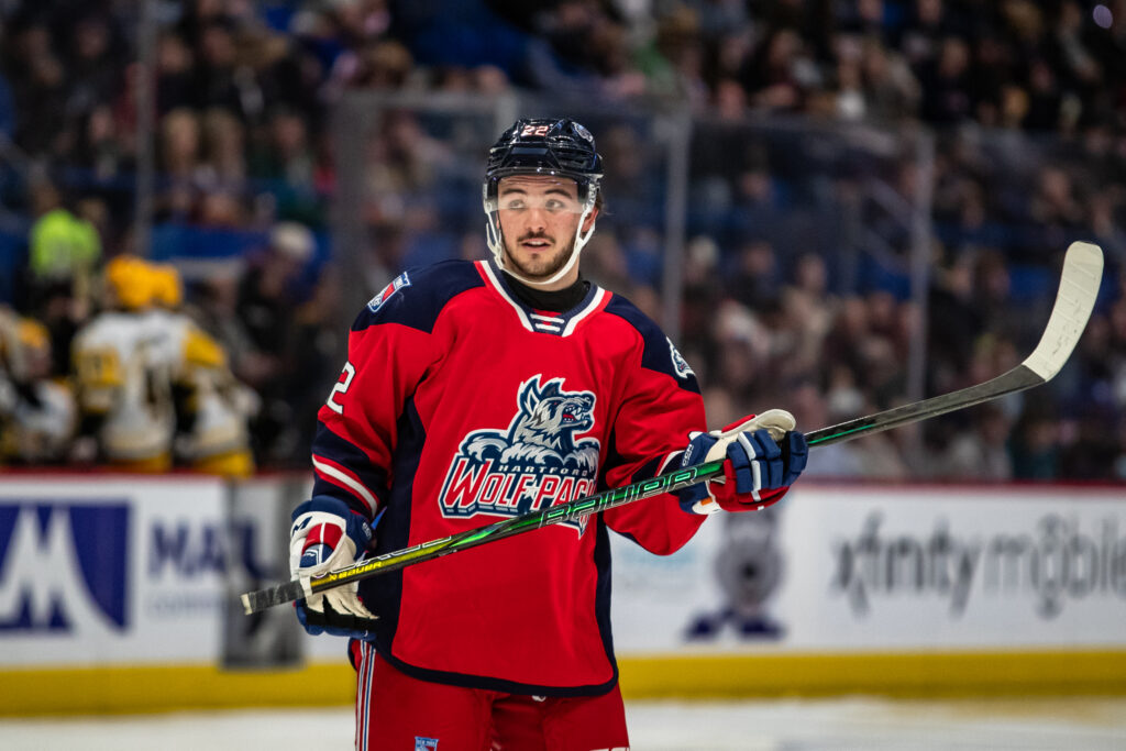 Brendan Brisson of the Hartford Wolf Pack, 3/7/2025.